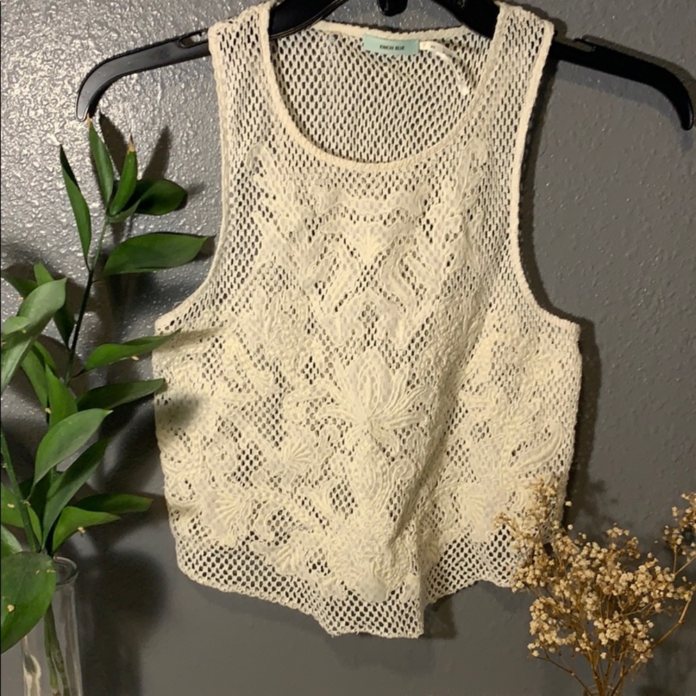 Urban Outfitters Lace Embroidered Crop Tank Top